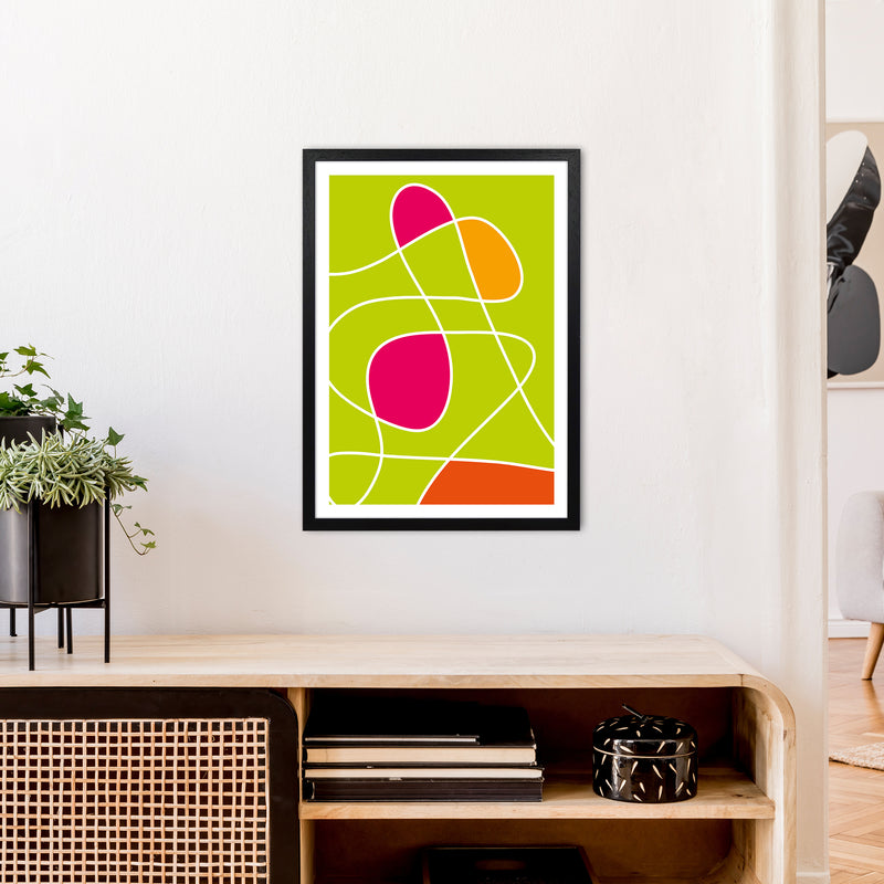 Lime Mess Neon Funk  Art Print by Pixy Paper A2 White Frame