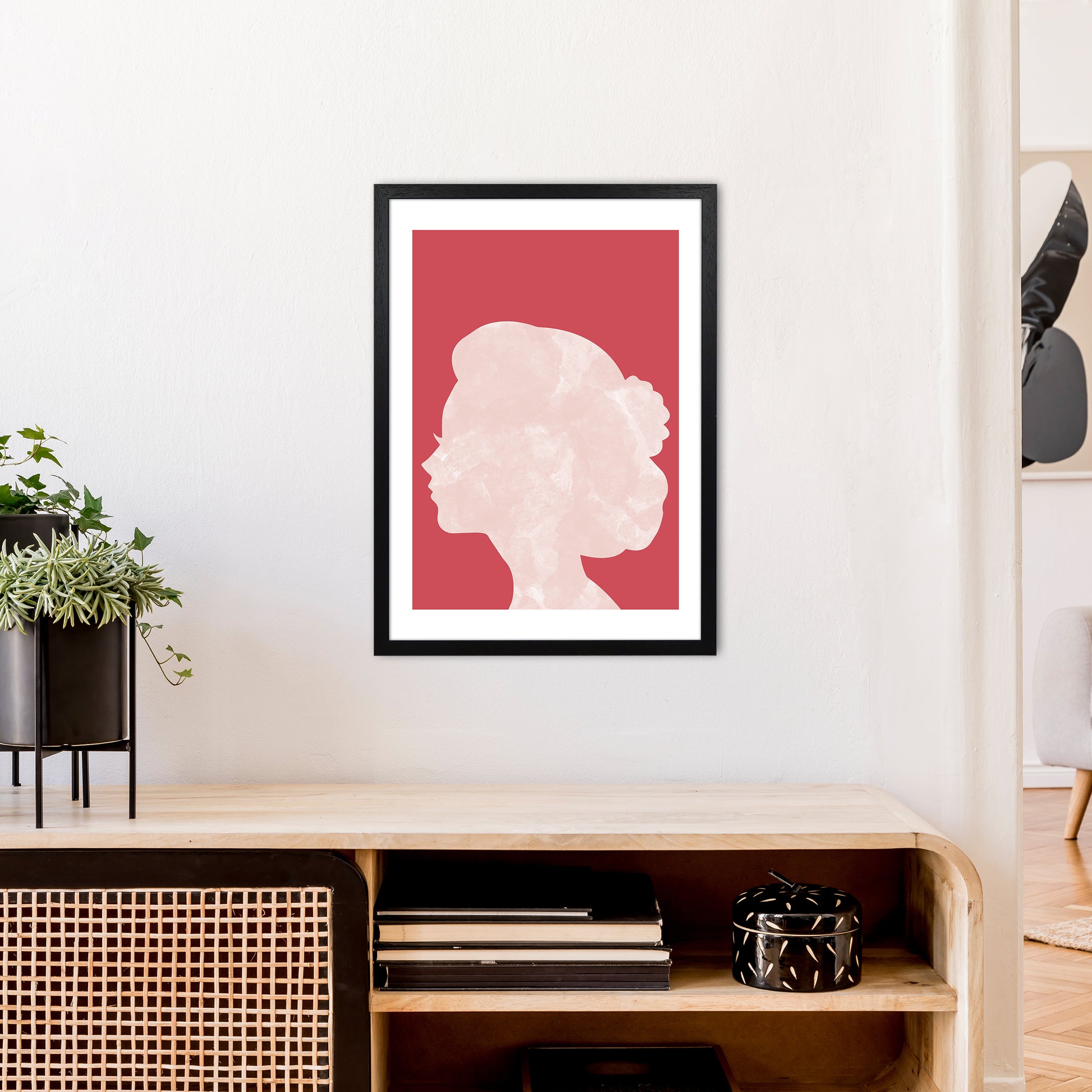 Marble Head Red  Art Print by Pixy Paper A2 White Frame