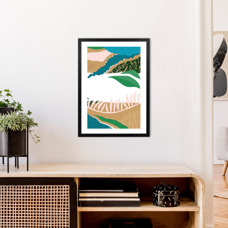 White Mixed Jungle Abstract  Art Print by Pixy Paper A2 White Frame