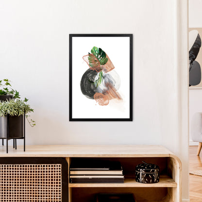 Round Exotic Abstract  Art Print by Pixy Paper A2 White Frame