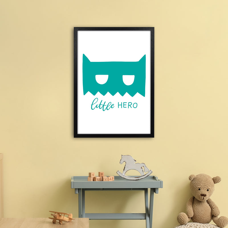 Little Hero Mask Teal Super Scandi  Art Print by Pixy Paper A2 White Frame