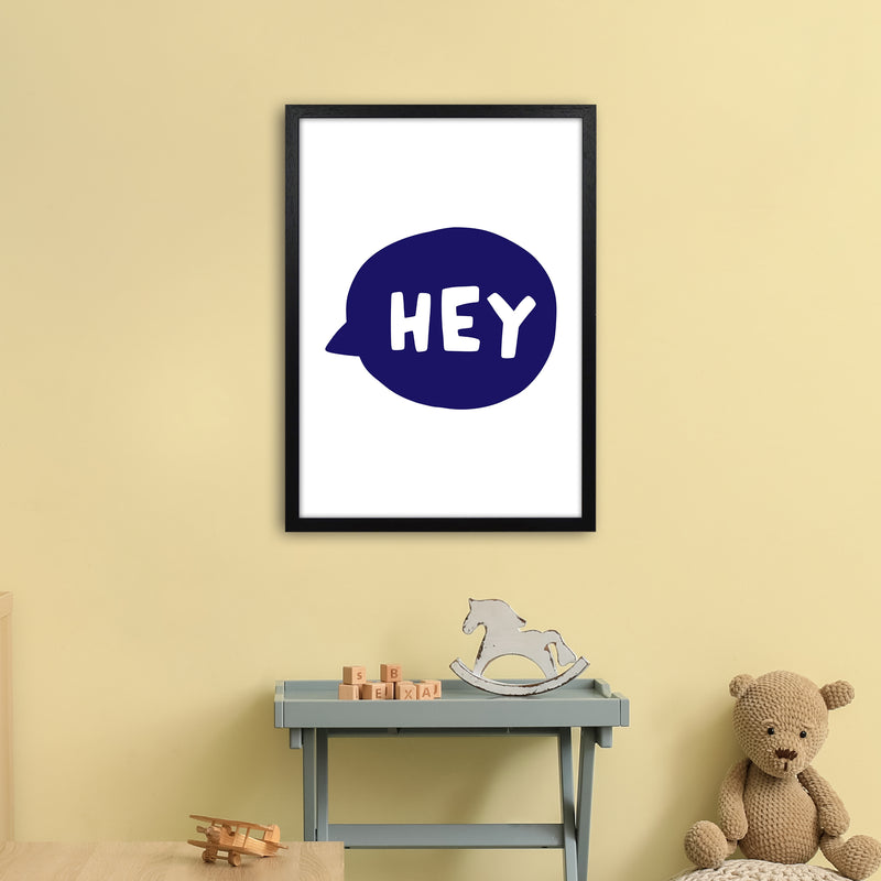 Hey Bubble Navy Super Scandi  Art Print by Pixy Paper A2 White Frame