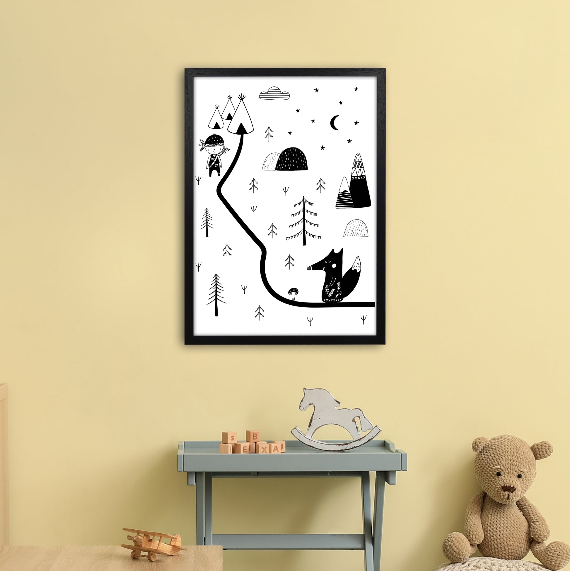 Little Explorer Winding Road  Art Print by Pixy Paper A2 White Frame