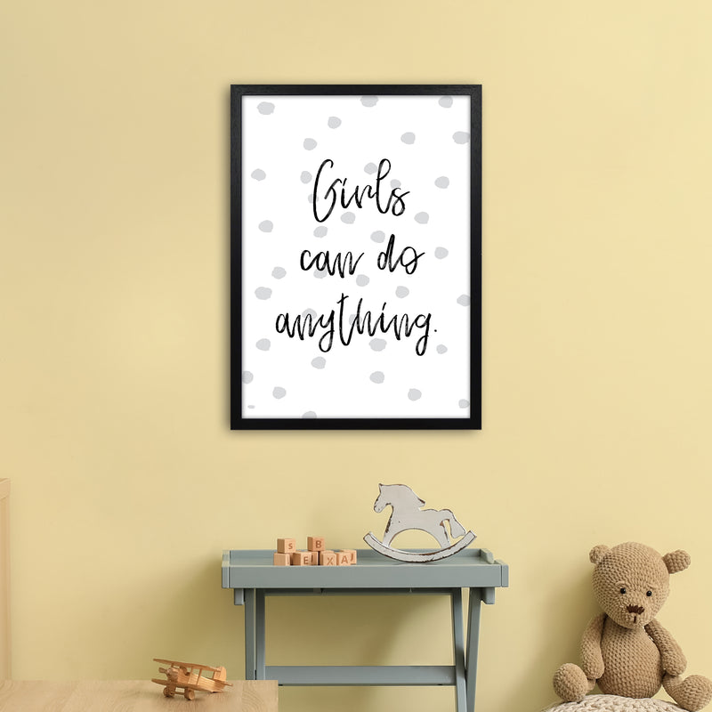 Girls Can Do Anything Grey  Art Print by Pixy Paper A2 White Frame