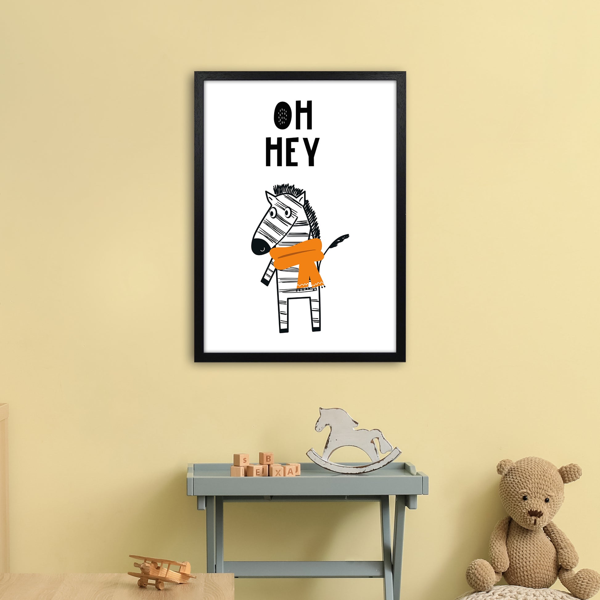 Oh Hey Zebra Animal Pop  Art Print by Pixy Paper A2 White Frame