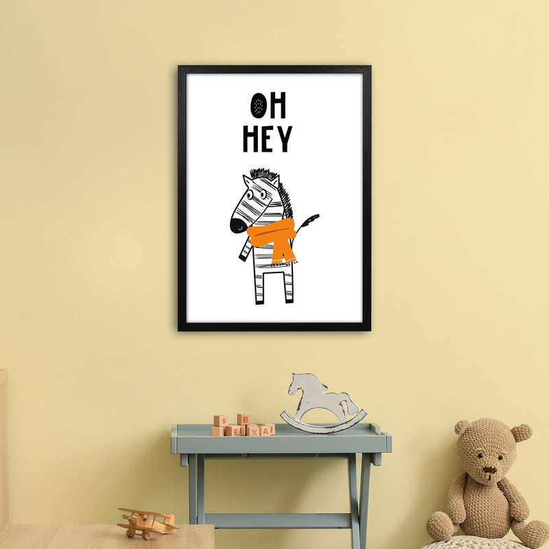 Oh Hey Zebra Animal Pop  Art Print by Pixy Paper A2 White Frame