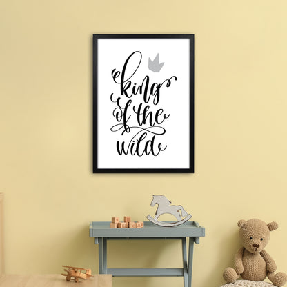 King Of The Wild Black  Art Print by Pixy Paper A2 White Frame
