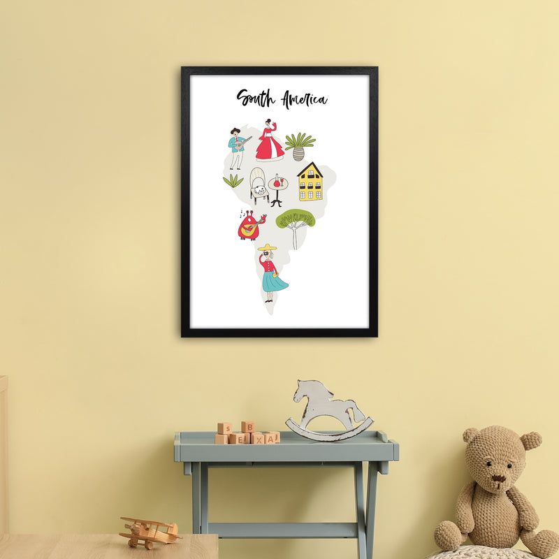 South America Map  Art Print by Pixy Paper A2 White Frame