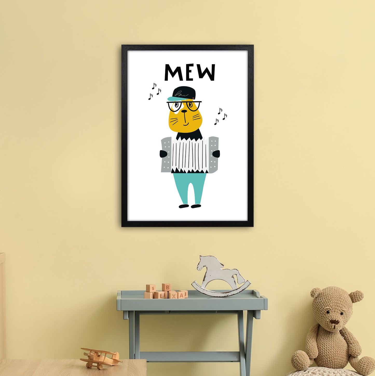 Mew Animal Pop  Art Print by Pixy Paper A2 White Frame