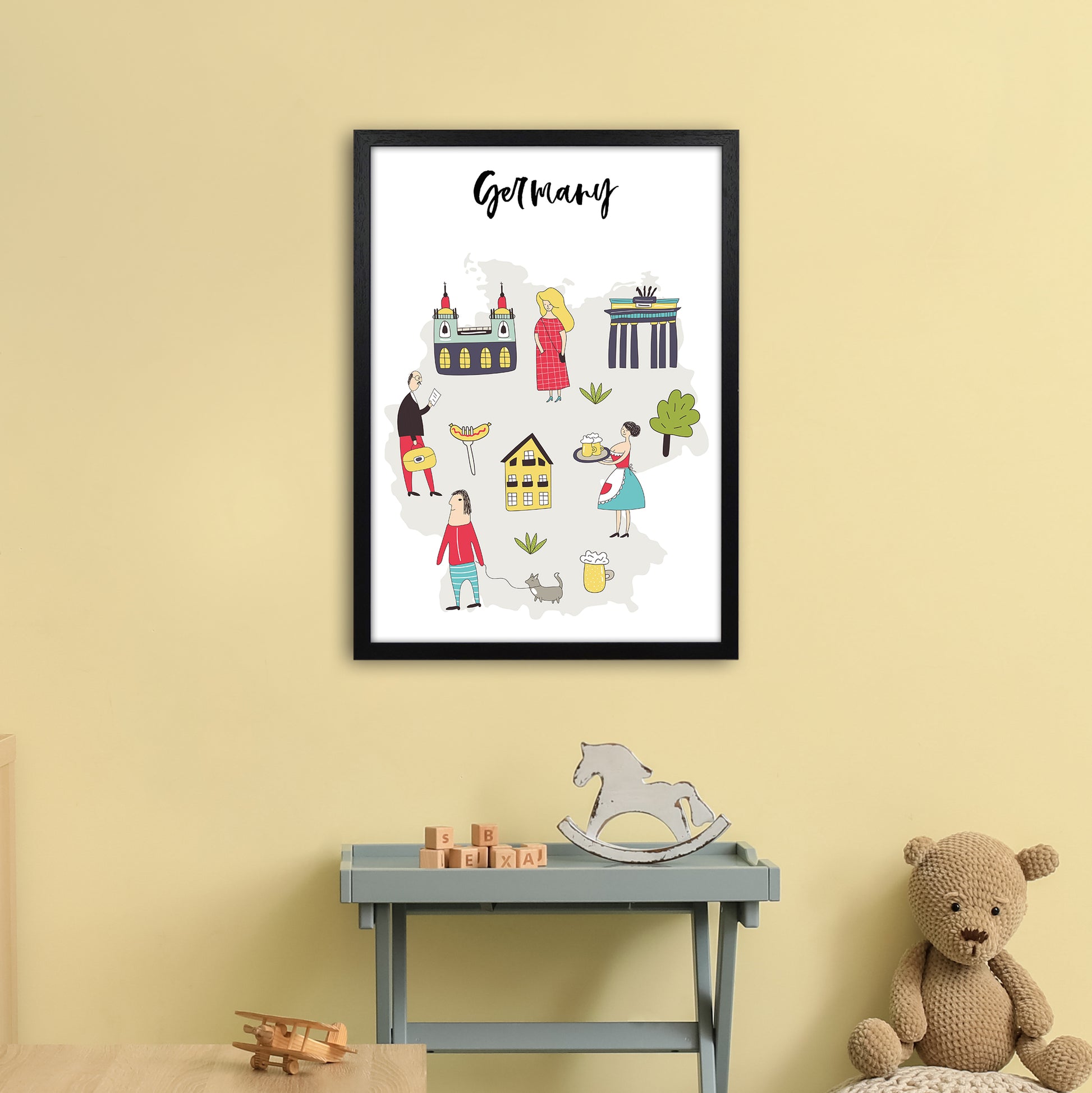 Germany Map  Art Print by Pixy Paper A2 White Frame
