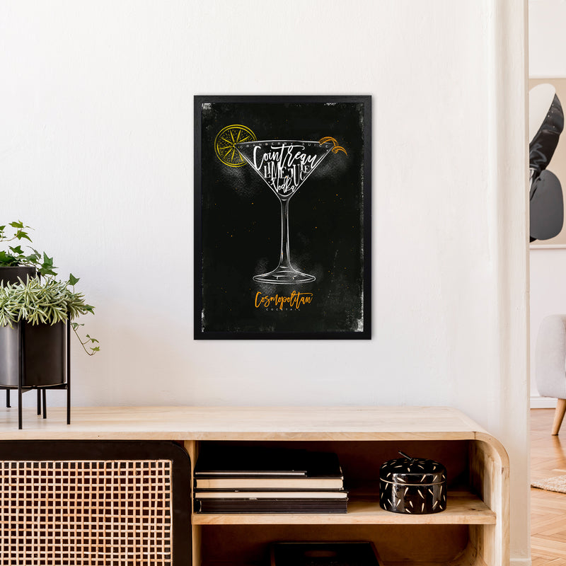 Cosmopolitan Cocktail Black  Art Print by Pixy Paper A2 White Frame