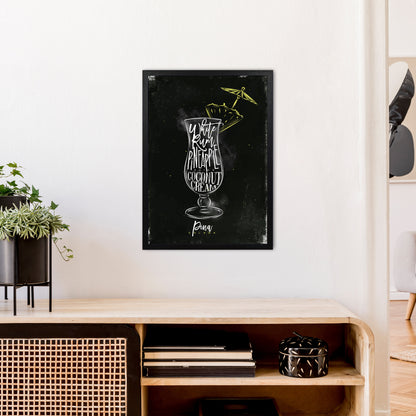 Pina Colada Cocktail Black  Art Print by Pixy Paper A2 White Frame