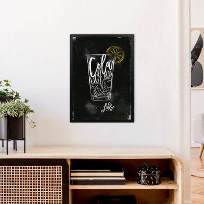 Cuba Libre Cocktail Black  Art Print by Pixy Paper A2 White Frame