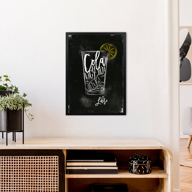 Cuba Libre Cocktail Black  Art Print by Pixy Paper A2 White Frame