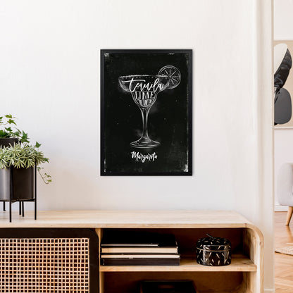 Margarita Cocktail Black  Art Print by Pixy Paper A2 White Frame