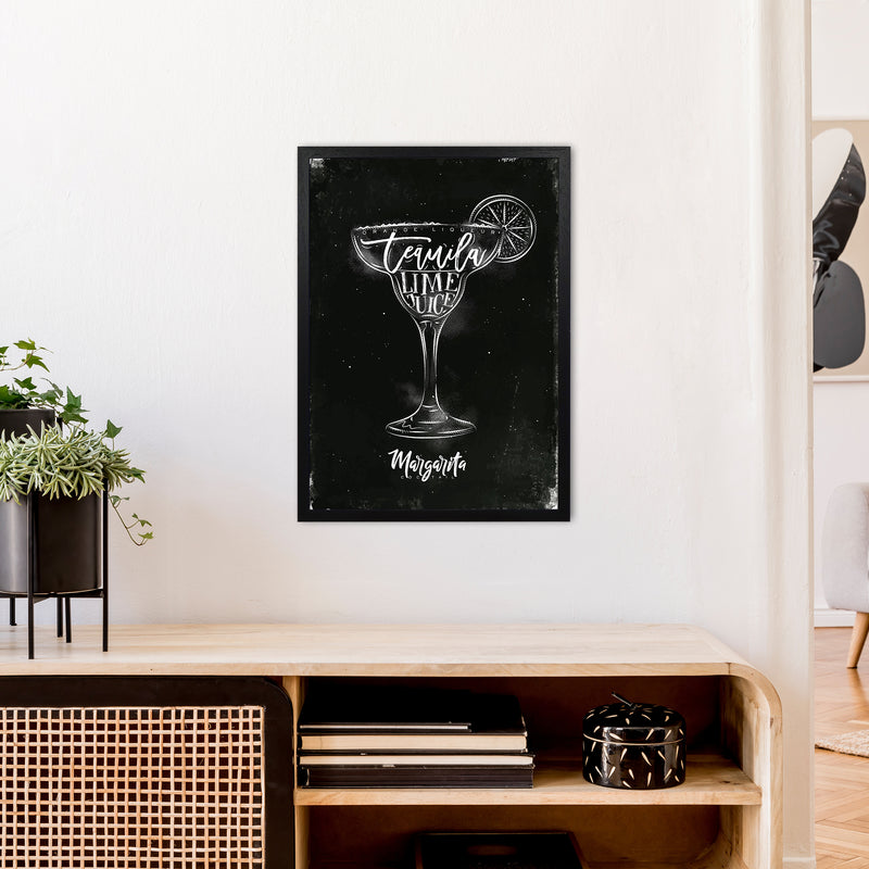 Margarita Cocktail Black  Art Print by Pixy Paper A2 White Frame