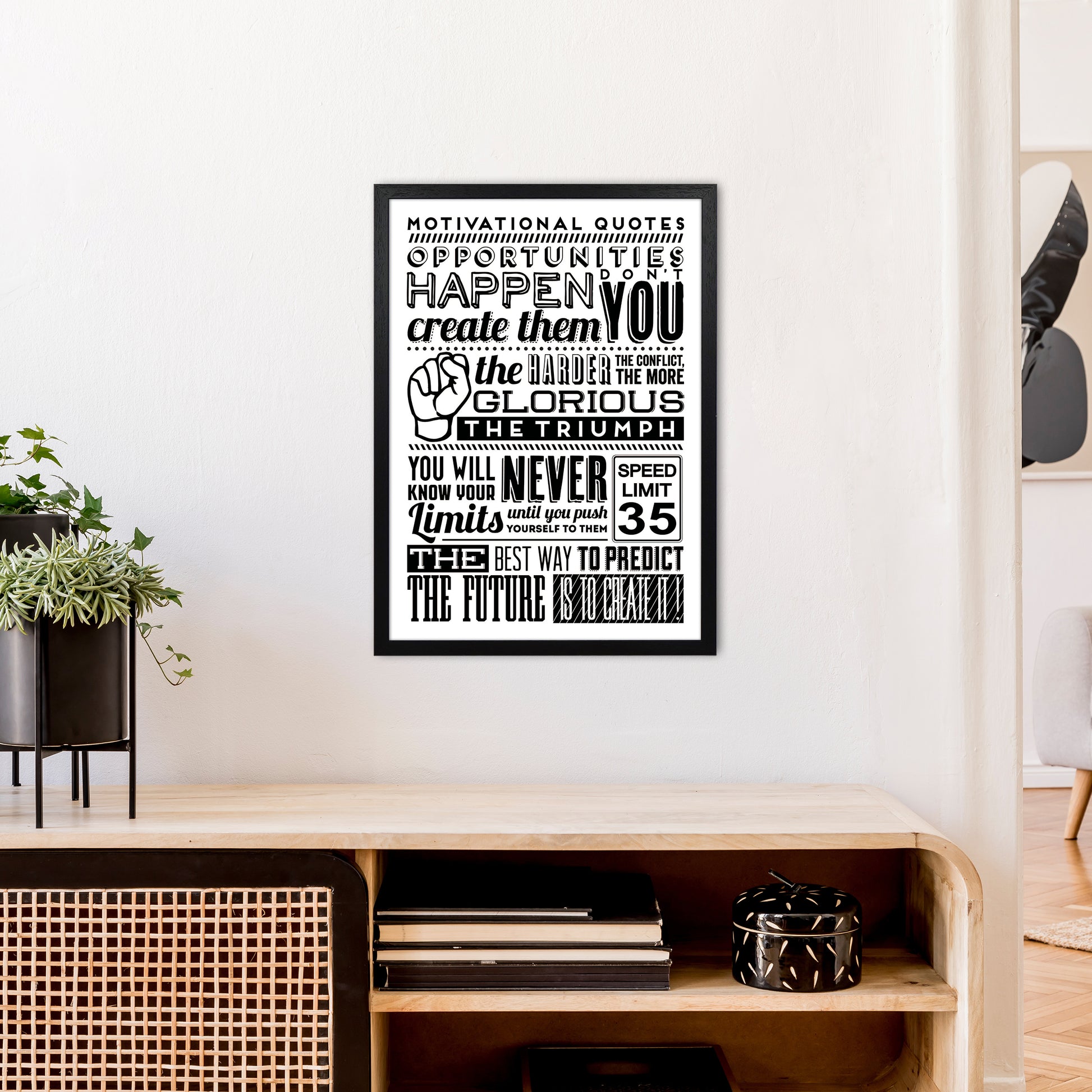 Opportunities Happen Vintage  Art Print by Pixy Paper A2 White Frame
