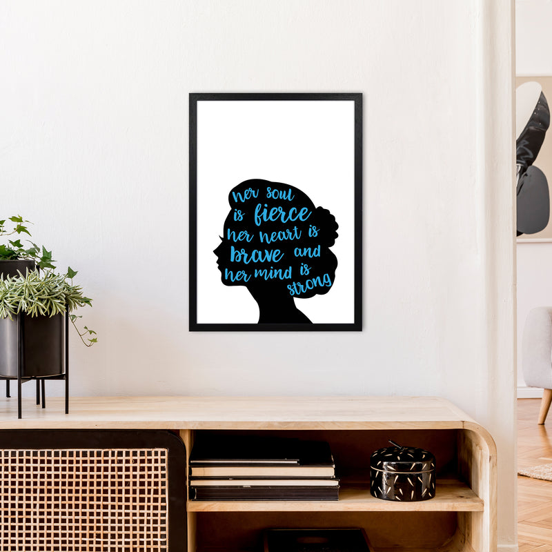 Her Soul Is Fierce Blue  Art Print by Pixy Paper A2 White Frame