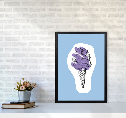 Kitchen Pop Ice Cream Blue Art Print by Pixy Paper A2 White Frame
