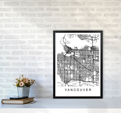 Vancouver Map Art Print by Pixy Paper A2 White Frame