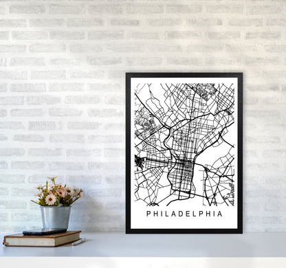 Philadelphia Map Art Print by Pixy Paper A2 White Frame