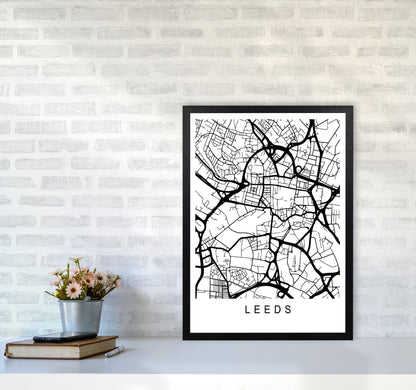 Leeds Map Art Print by Pixy Paper A2 White Frame