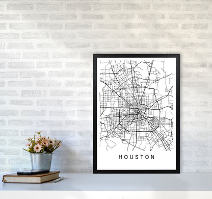 Houston Map Art Print by Pixy Paper A2 White Frame
