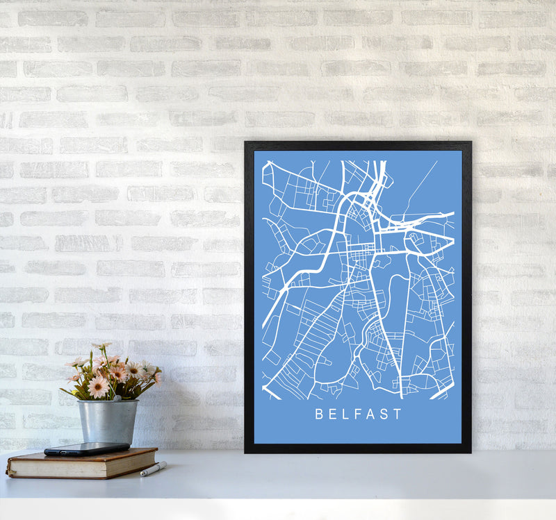 Belfast Map Blueprint Art Print by Pixy Paper A2 White Frame