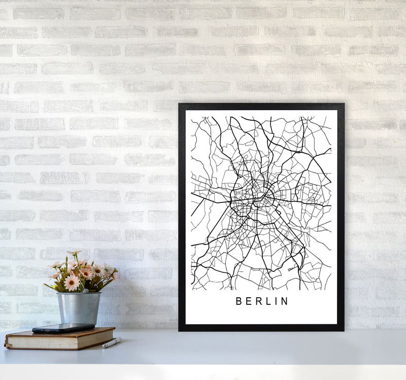 Berlin Map Art Print by Pixy Paper A2 White Frame