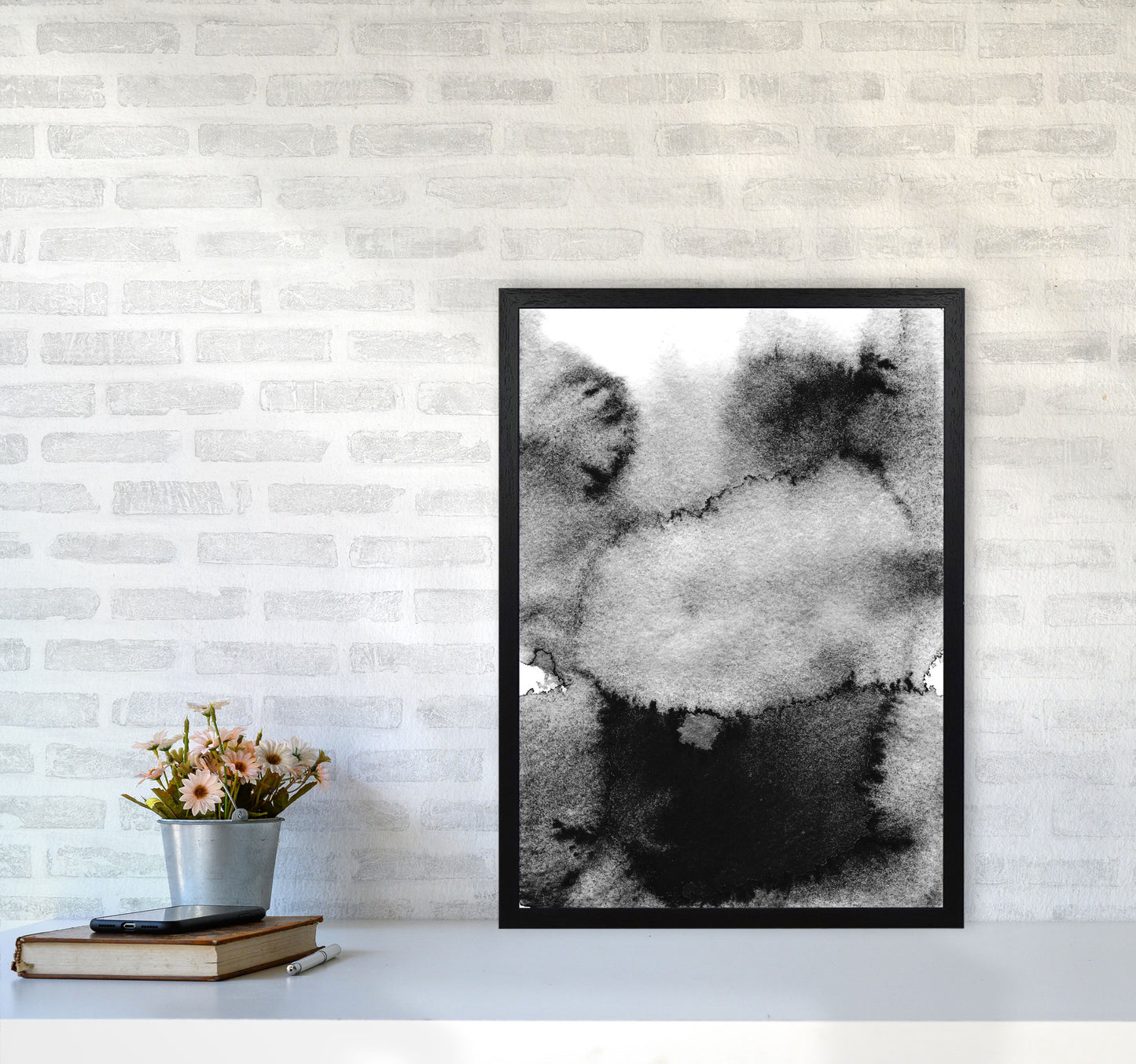 Majestic Monochrome Watercolour 14 Art Print by Pixy Paper A2 White Frame