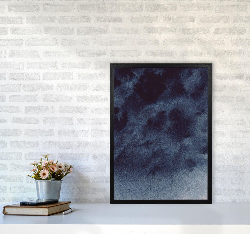 Sand Navy Watercolour Art Print by Pixy Paper A2 White Frame