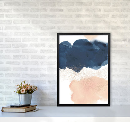 Aztec Blush and Navy Watercolour 03 Art Print by Pixy Paper A2 White Frame