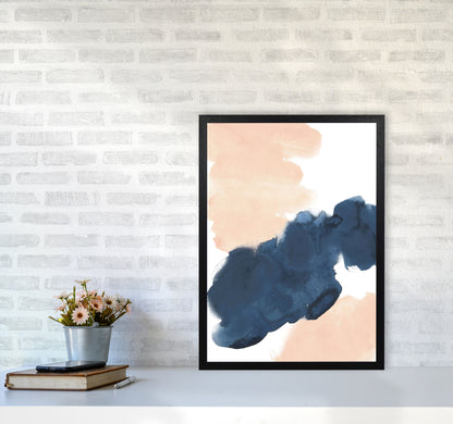 Aztec Blush and Navy Watercolour 02 Art Print by Pixy Paper A2 White Frame