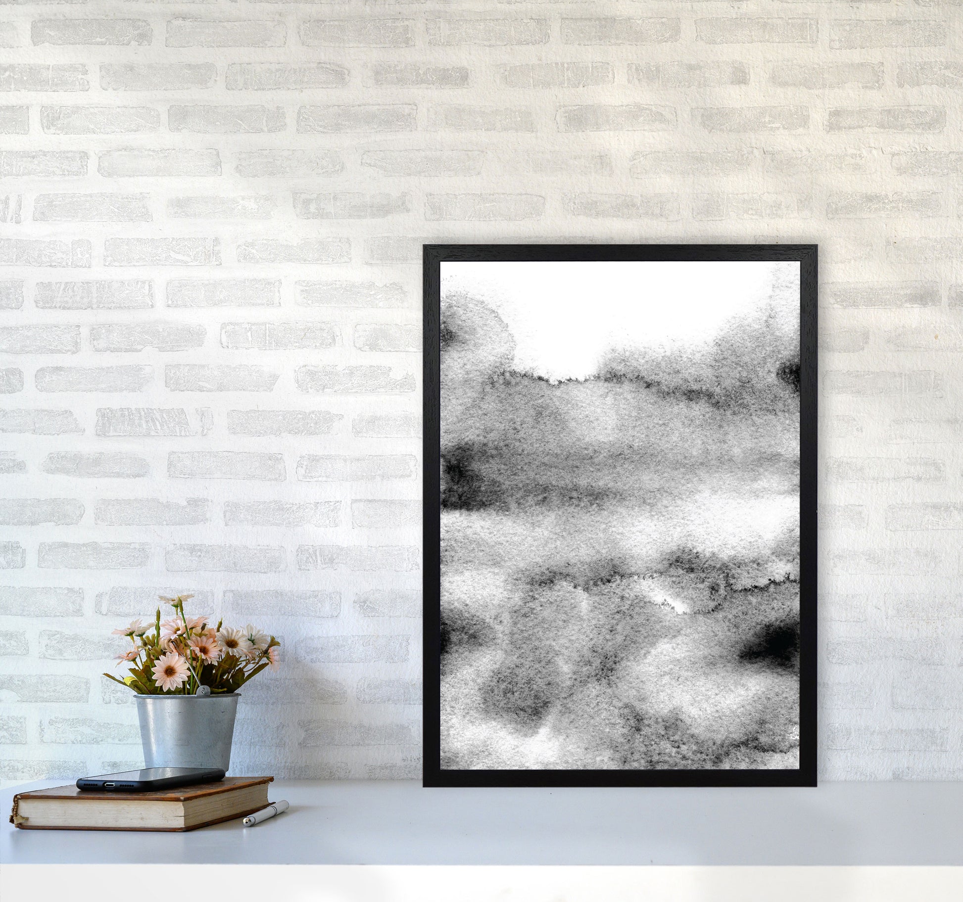 Majestic Monochrome Watercolour 04 Art Print by Pixy Paper A2 White Frame