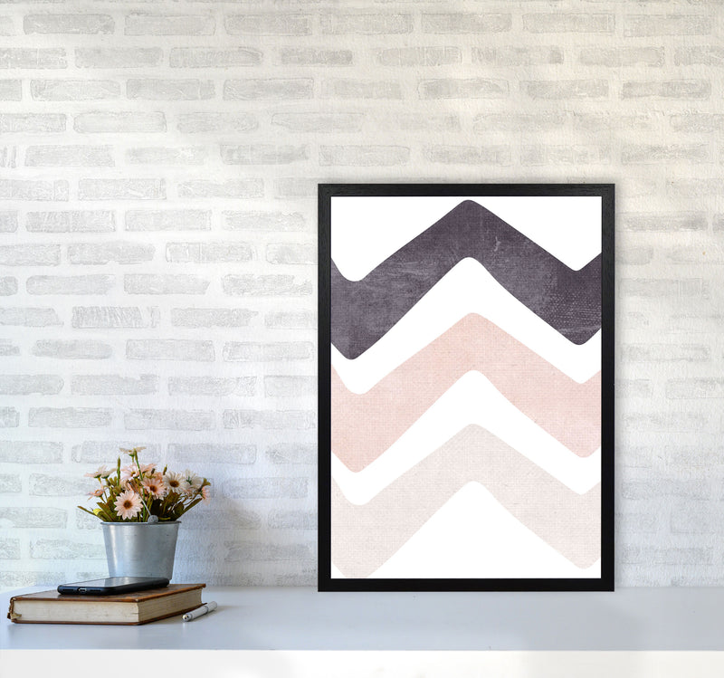 Zig zags pink cotton Art Print by Pixy Paper A2 White Frame