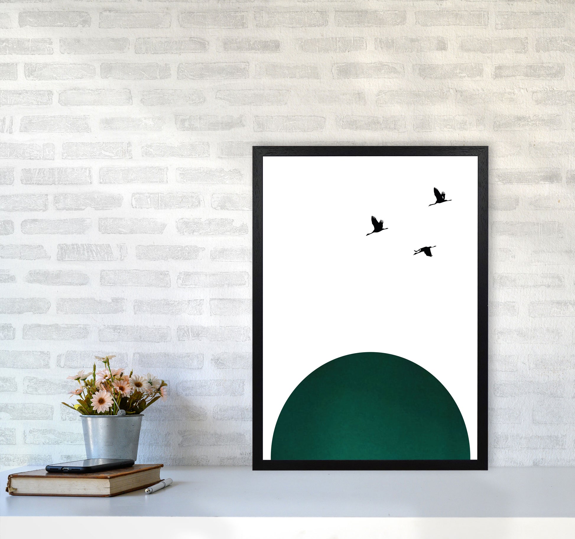 Rising sun emerald Art Print by Pixy Paper A2 White Frame