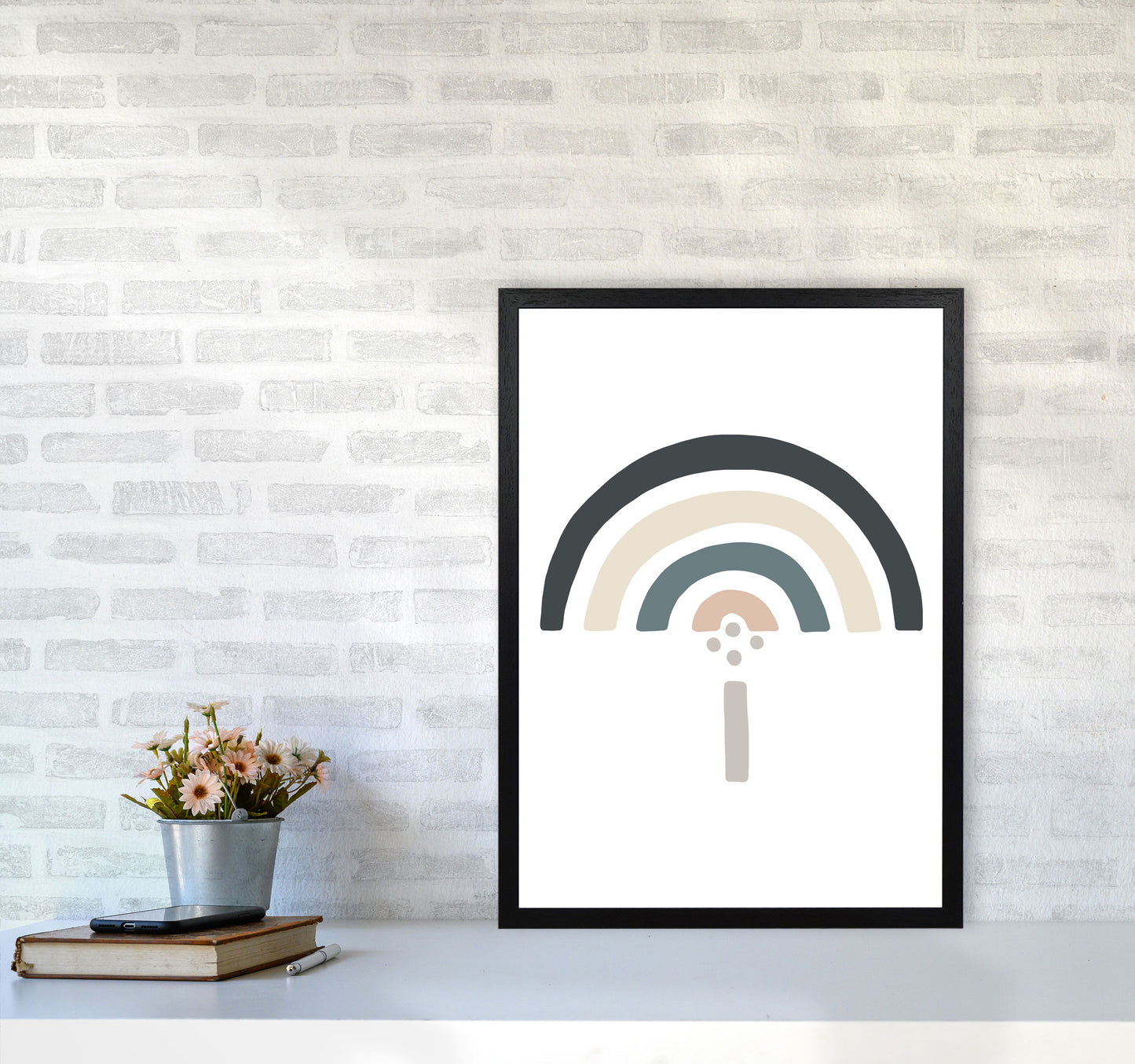 Inspired Natural Rainbow White Art Print by Pixy Paper A2 White Frame