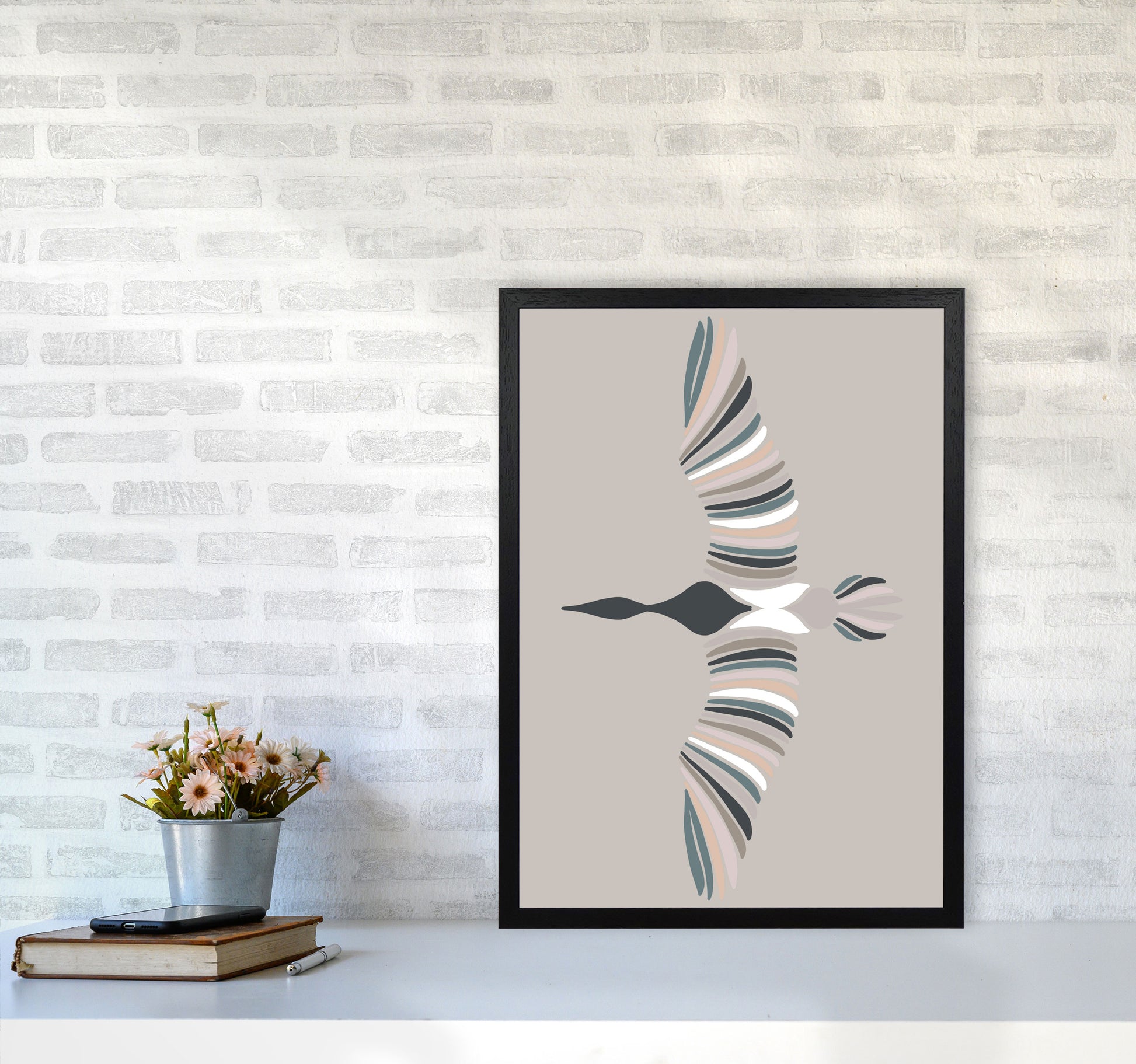Inspired Bird Art Print by Pixy Paper A2 White Frame