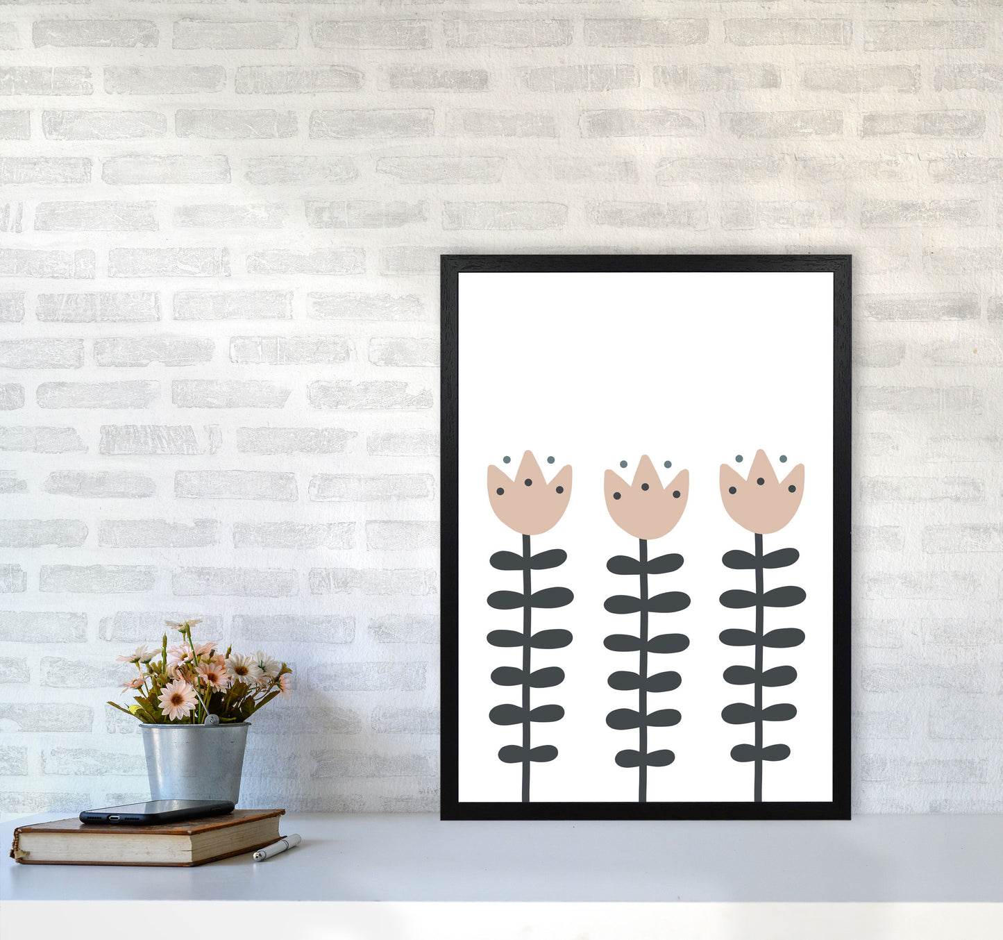 Inspired Flowers Art Print by Pixy Paper A2 White Frame