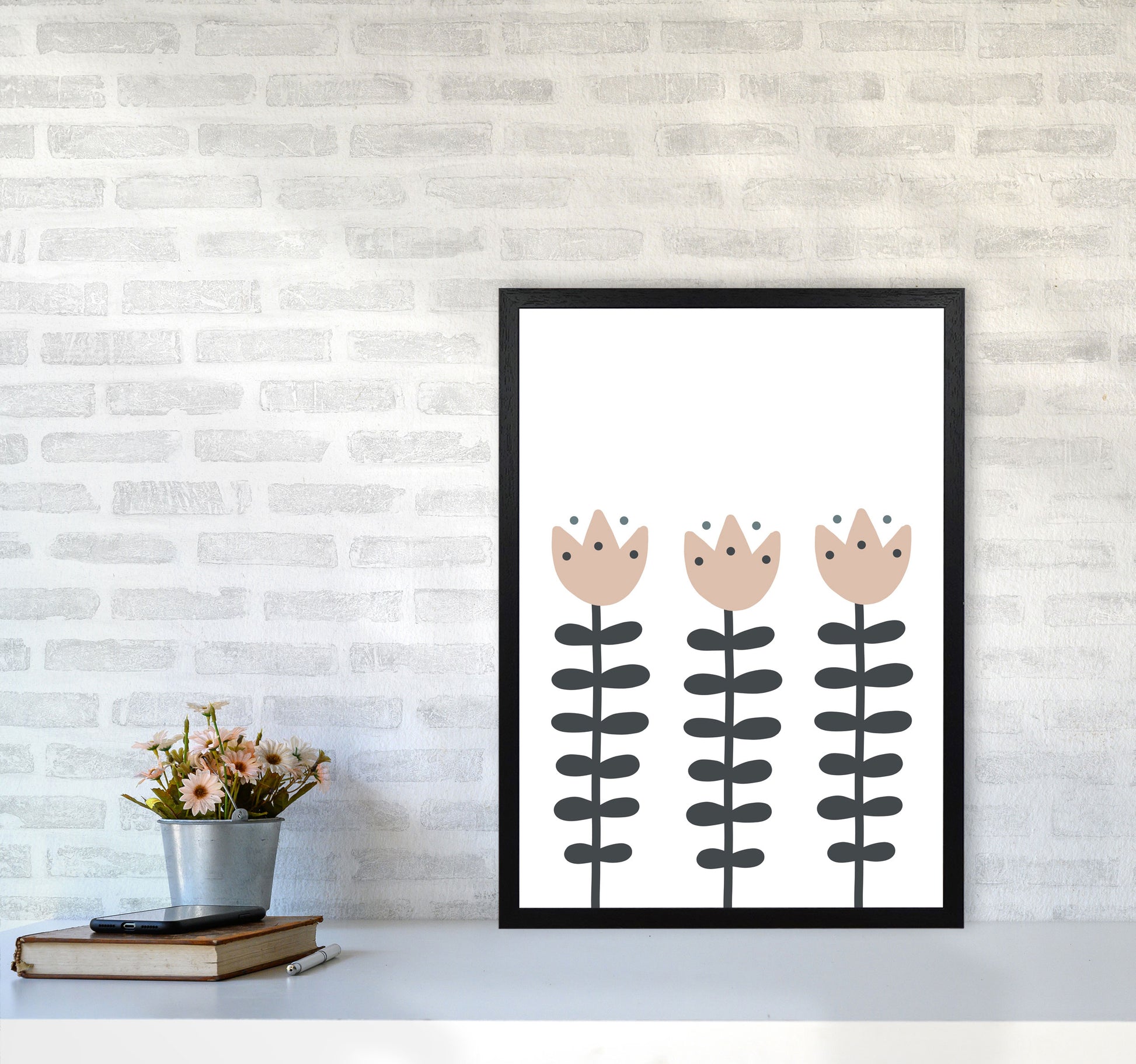 Inspired Flowers Art Print by Pixy Paper A2 White Frame