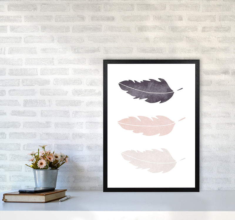 Feathers pink cotton Art Print by Pixy Paper A2 White Frame