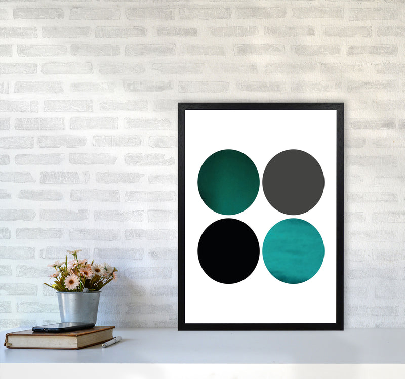 Circles Emerald Art Print by Pixy Paper A2 White Frame