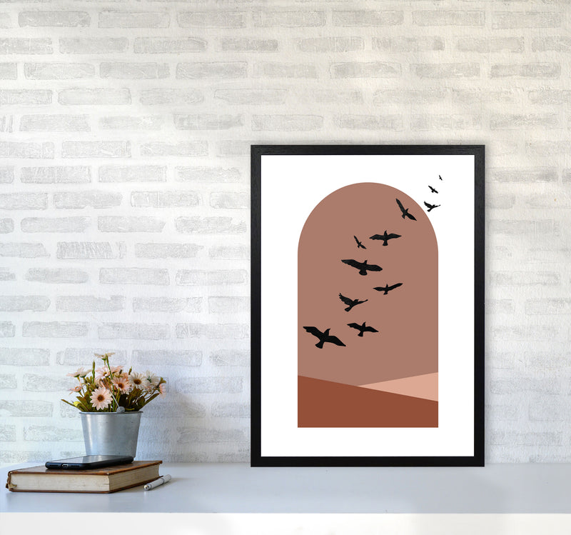 Autumn Saffron abstract Art Print by Pixy Paper A2 White Frame