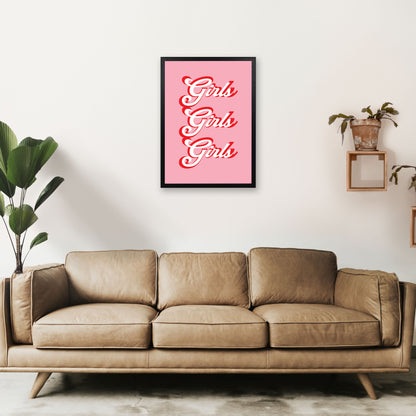 Girls Girls Girls Art Print by Pixy Paper A2 White Frame