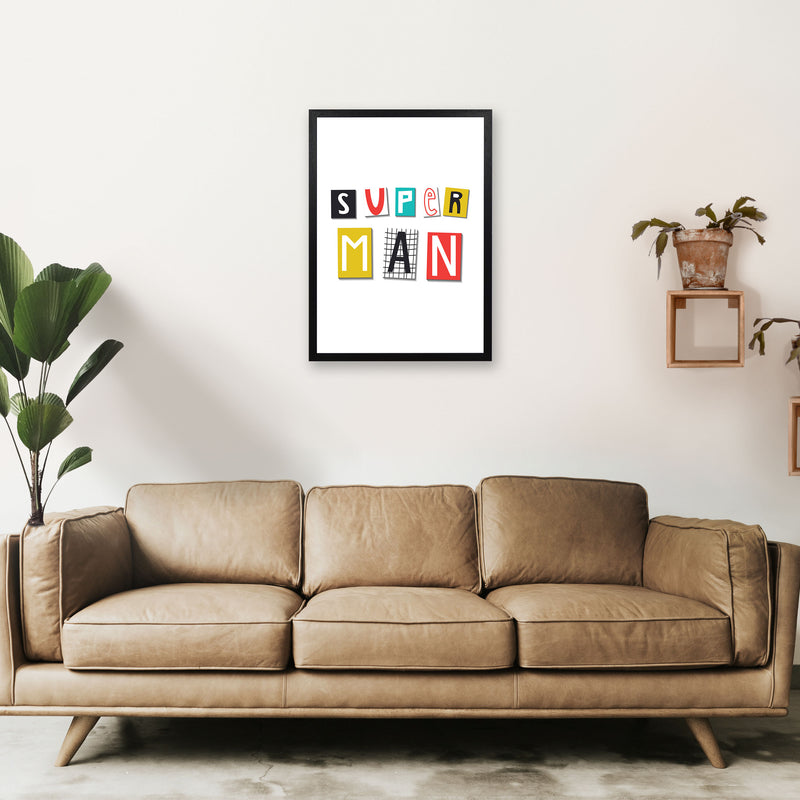 Super man Art Print by Pixy Paper A2 White Frame