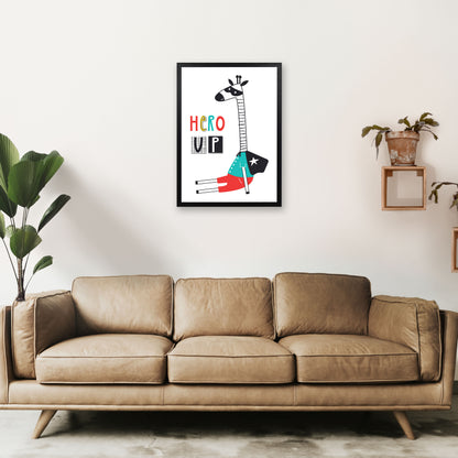 Hero up giraffe Art Print by Pixy Paper A2 White Frame