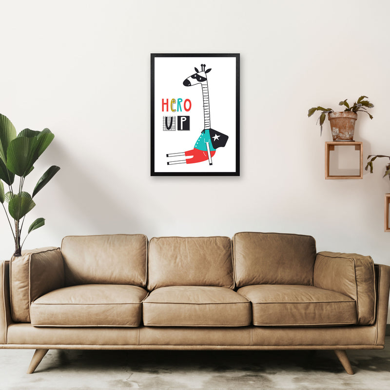 Hero up giraffe Art Print by Pixy Paper A2 White Frame