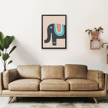 Elephant Neutral kids Art Print by Pixy Paper A2 White Frame