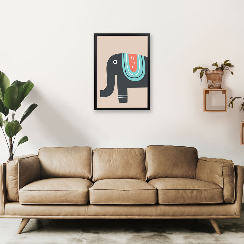 Elephant Neutral kids Art Print by Pixy Paper A2 White Frame