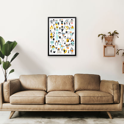 ABC Animals cool Art Print by Pixy Paper A2 White Frame